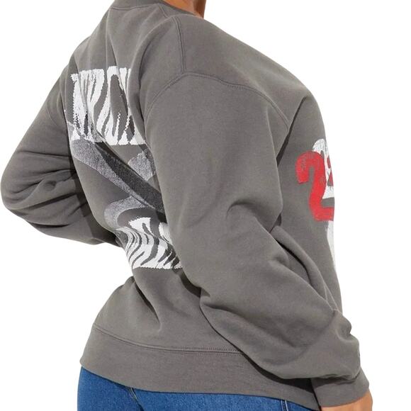 21 SAVAGE Washed Crewneck Sweatshirt in Charcoal, Size S, New without Tag - Picture 3 of 9